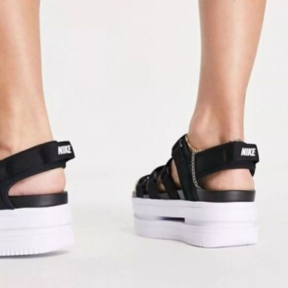 Nike Icon Classic Platform Women's Sandals in Black & White Size 11 - Picture 3 of 6